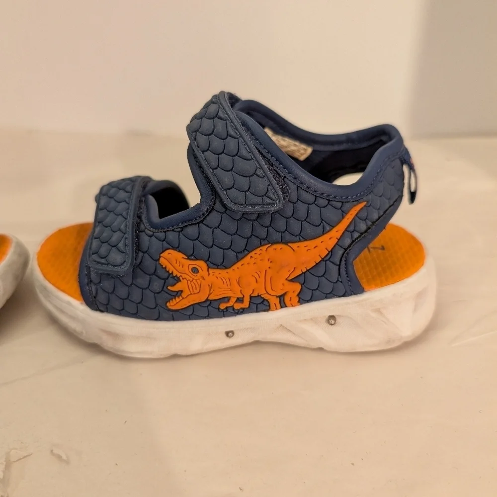 Carter's Toddler Boy Blue and Orange Dinosaur Light Up Sandals in Size 7